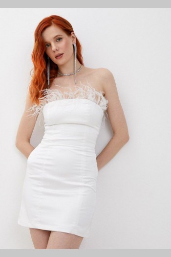 Платье Lovertin из атласа, белое, LV-008