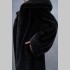Экошуба удлиненной длинны, черного цвета, с капюшоном, из эконорки, ES-23-90