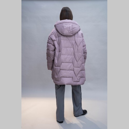 Куртка Elena store, с капюшоном, лилового цвета, средней длины Es-9860-3