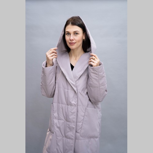 Куртка Elena store прямого фасона, средней длинны, лилового цвета, 23506