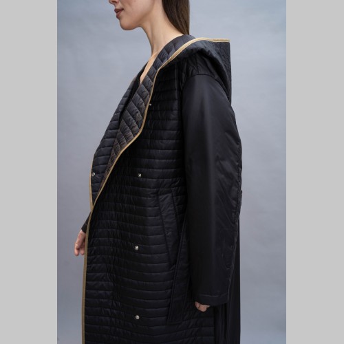 Куртка Elena store прямого фасона, удлиненной длинны, черного цвета, 24055