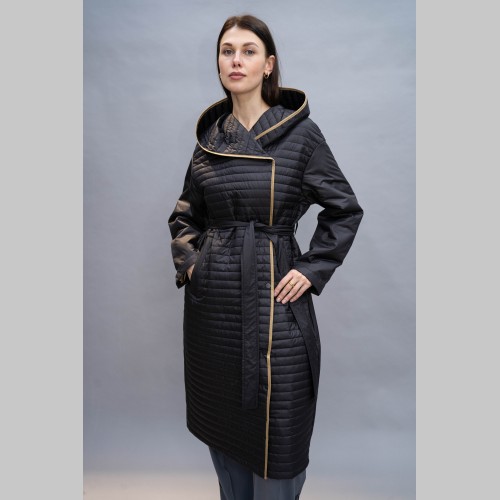 Куртка Elena store прямого фасона, удлиненной длинны, черного цвета, 24055