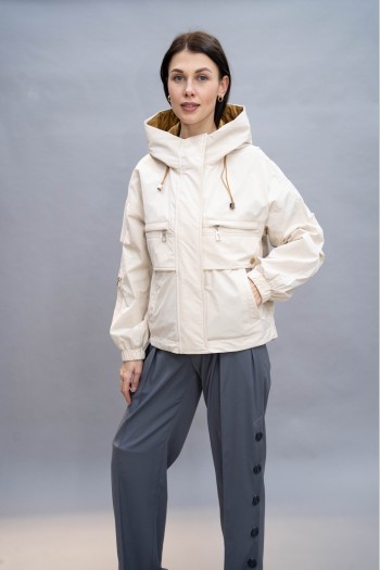 Куртка Elena store прямого фасона, короткой длинны, ванильного цвета, 24709