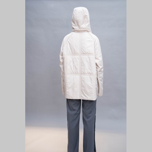Куртка Elena store прямого фасона, укороченной длинны, двухсторонняя бежевого и хаки цвета, 9609