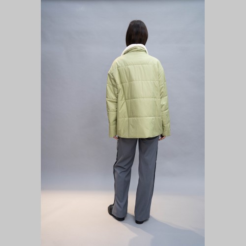 Куртка Elena store прямого фасона, укороченной длинны, оливкового цвета, 9619
