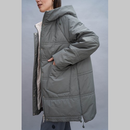 Куртка Elena store прямого фасона, средней длинны, хаки цвета, 9637