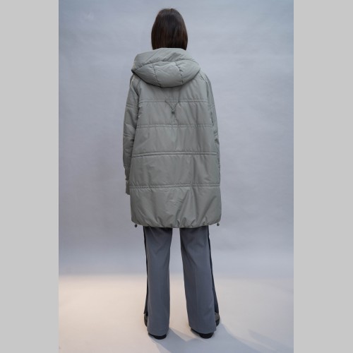 Куртка Elena store прямого фасона, средней длинны, хаки цвета, 9637