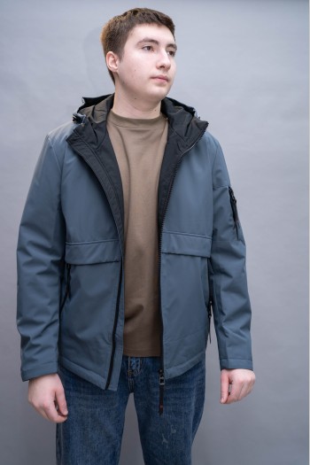 Мужская куртка с капюшоном серого цвета 20927