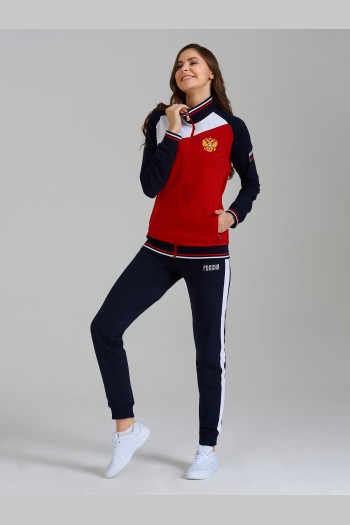 Спортивный костюм женский RUSSIA  красного цвета1309