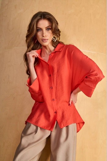 Женская рубашка из вискозы оранжевого цвета 2311