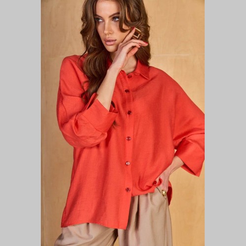 Женская рубашка из вискозы оранжевого цвета 2311