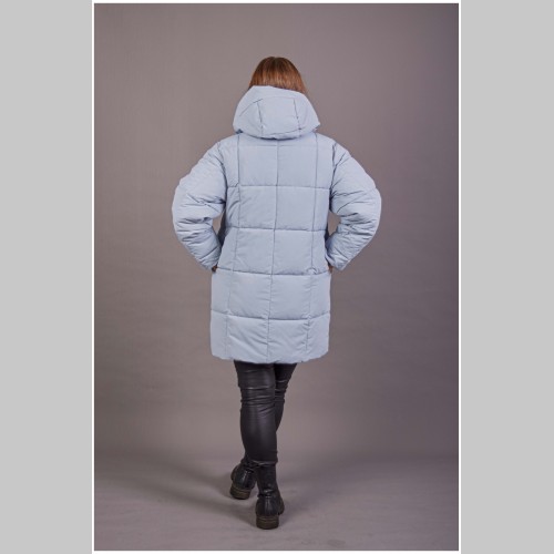 Куртка Elena store  прямого фасона, средней длины, голубая, 212-231