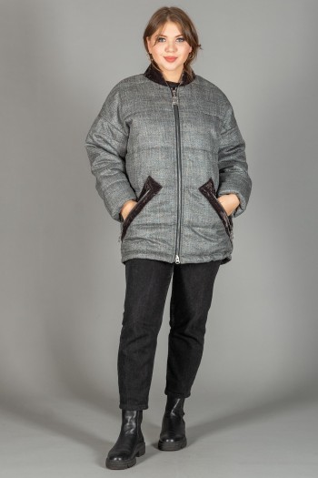 Куртка MARCO MОRETTI оверсайз фасона, средней длины, серая, 202-12