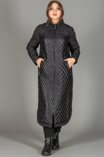 Пальто Рикко прямого фасона, длинное, чёрное, PR-4031