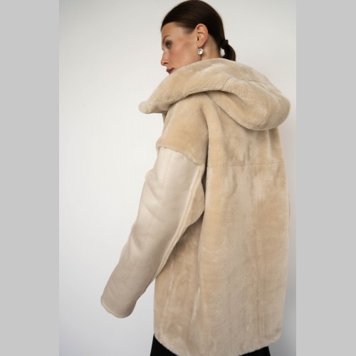 Эко куртка Elena store, с капюшоном средней длинны, двухсторонняя Es-2890