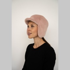 Шапка Elena store, жокейка розовая из эко норки, ES-1446-24