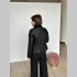 Куртка Elena store  из натуральной кожи приталенного фасона, короткая, чёрная, Косуха