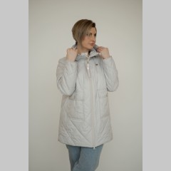 Куртка Elena store прямого фасона,  средней длины, серая, 2677