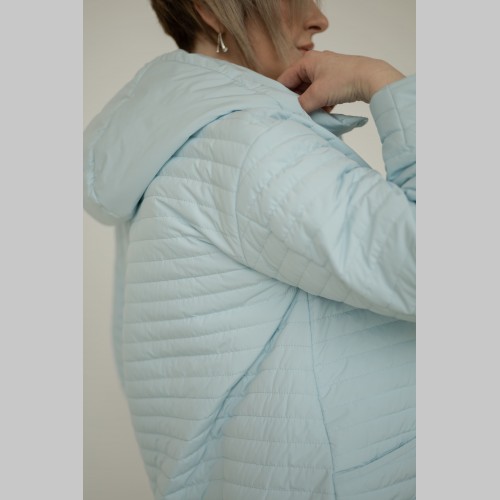 Куртка Elena store прямого фасона, короткая, голубая, 6085