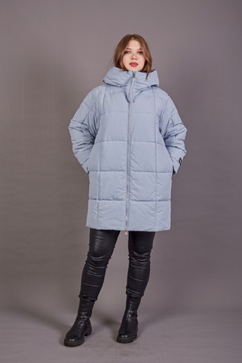 Куртка Elena store  прямого фасона, средней длины, голубая, 212-231