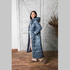 Пальто Beatris приталенного фасона, длинное, голубое, 180