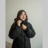 Женская куртка прямого фасона, длинная, чёрная, 212-254