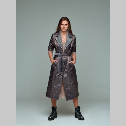 Пальто Beatris приталенного фасона, длинное, коричневое, 157