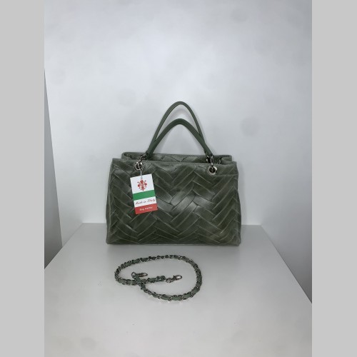 Женская сумка из натуральной кожи, зеленая, 0018