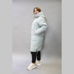 Женская куртка прямого фасона, длинная, голубая, 9805